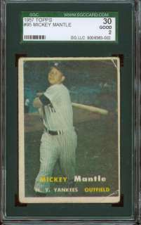 1957 Topps #95 Mickey Mantle (HOF) Yankees! SGC 30 3002  