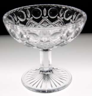 Heavy Old Crystal Diamond Star Moon Compote Lead Glass  