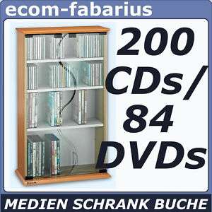 CD DVD Vitrine Schrank Medienmöbel Buche Holz Blu Ray  