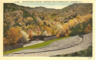 Linen Postcard Mountainside Theatre Cherokee NC. unused  