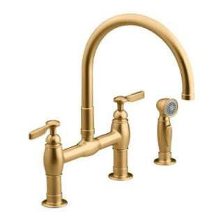 Parq 8 in. 2 Handle Mid Arc Kitchen Faucet in Vibrant Brushed Bronze 
