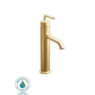 Purist Tall Single Hole 1 Handle Low Arc Bathroom Faucet with Straight 