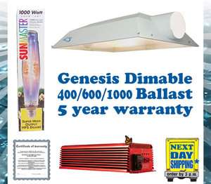 Genesis Grow Light 1000/600/400 watt Digital Ballast KIT w/lamp and 