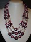 Stanley Hagler Carved Stone Purple Beaded Necklace Must See! 889 191 