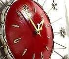   Mid Century RED LUX Sunburst Starburst Collectible Flower Wall Clock