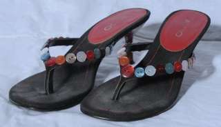ALDO Cute Button High Heel Thong Sandals Shoes 37 6  