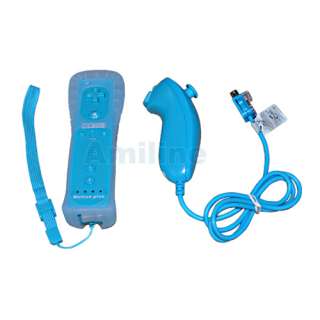 Blue Remote Controller Built in Motion Plus+nunchuck For Nintendo Wii 