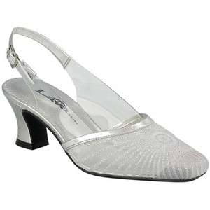  Silver Sling Back 2 Heels Pumps Shoes Reg. Wide or Extra Wide  