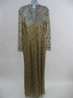 You are bidding on a DESIGNER Gold Lace Silk Evening Gown Dress. This 
