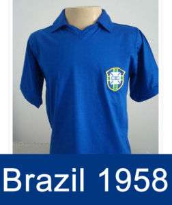 10 PELE BRAZIL JERSEY 1958 WORLD CUP AWAY BLUE 58  