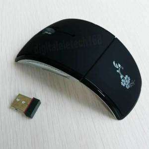 USB folding Wireless Arc Mouse Optical PC Laptop Black  