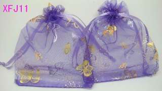 Purple Butterfly Organza Wedding Favor Gift Bags Pouch  
