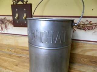 Primitive Country Tin This N That Utensil Pail Bucket  