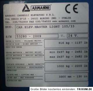 Elektr. Ameise Hubwagen ARMANNI Masterlight 105/33 *  