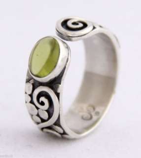 Peridot ring adjustable Silver Band size up to 22  