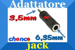 ADATTATORE JACK RIDUTTORE 6,35 3,5 mm CUFFIA CAVO MIXER  