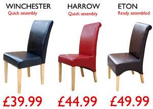 Leather dining chairs with oak legs 3 styles fr. £39.99  