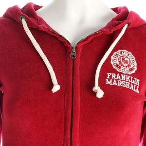 Women New Franklin and Marshall Red Velour Zip Up Track Suit  