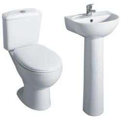 Small Compact Bathroom / Cloakroom Suite, Toilet & Sink  