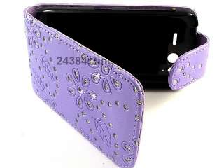 DIAMOND BLING LEATHER FLIP CASE POUCH for HTC DESIRE S  