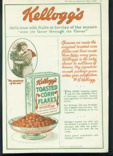 1919 Kelloggs Toasted Corn Flakes Vintage Ad  