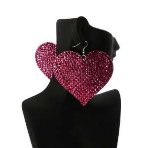 Basketball Wives POParazzi Inspired LG Heart Shapes Earring Pink 