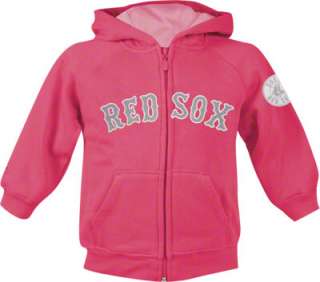 Boston Red Sox Girls 4 6X Raspberry Pink Full Zip Hoodie 