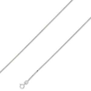  14K Solid White Gold Box Link Chain Necklace 1.2mm (3/64 