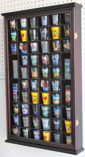  Shot Glass Shooter Display Case Wall Cabinet Holder Rack, with Glass 