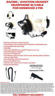 RACING HEADSET HEADPHONE FOR KENWOOD TWO WAY RADIO 2 PINS CABLE  