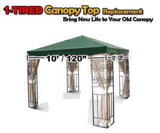 10x10 Single tiered Replacement Gazebo Canopy Top Green  