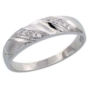 925 Sterling Silver Ladies CZ Wedding Ring Band, 3/16 in. (5mm) wide 