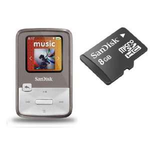 SanDisk 4 GB Sansa Clip Zip  Player GREY with 8GB microSDHC Card 