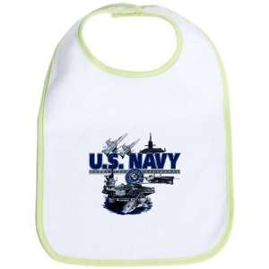   Bib Kiwi US Navy with Aircraft Carrier Planes Submarine and Emblem