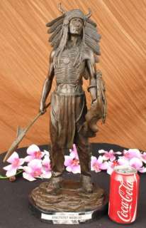 Signed American Artist P. Manships Indian Chief Bronze Sculpture 