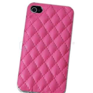Pink Deluxe Leather Chrome Case Cover For Apple AT&T Verizon iPhone 4S 