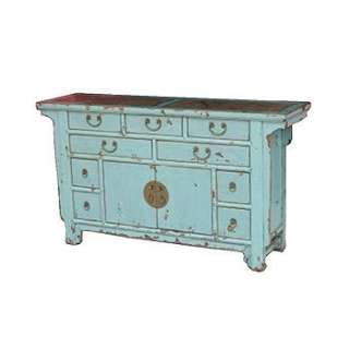   Chinese Sideboard 2 Door 9 Drawer W Marble Aqua color Zhang collection