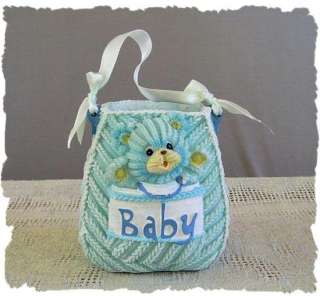 CUTE Baby Boy Plastic/Resin? Gift Basket Teddy Bear  