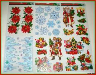 Christmas Vinyl Window Clings Snowflake Santa Decoration 6 Piece #683 