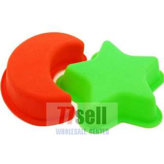 Silicone Star Moon Shape Cup Cake Mould Maker Tin for Birthday Kids 