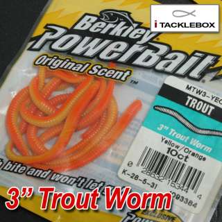 Brand New Berkley Powerbait 3 Trout Soft Plastics bait Worm SALMON 