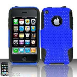   iPhone 3G 3GS Hard Mesh Hybrid Silicone Case Blue /Black Astronoot Z