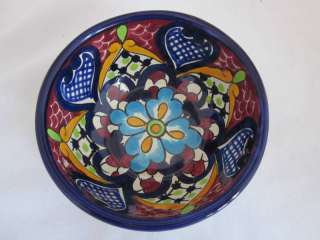 Colorful CLAY POTTERY Bowl Made in Mexico Marked JMB  