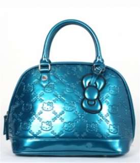   Sanrio Hello Kitty Small Teal Embossed Tote Bowling Bag Purse  