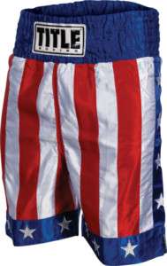 Boxing Trunks Shorts Title New Satin USA American Flag  