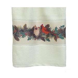   Pinecone Lodge Cardinal and Holly Holiday Bath Towel: Home Improvement