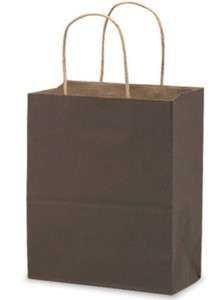 20 CHOCOLATE Brown Gift Handle Bags Cub Size 8x4.5x10.25 Kraft Paper 
