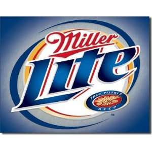    Miller Lite Beer Logo Brushed Metal Tin Sign: Home & Kitchen