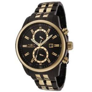   18k Gold Plated and Black Stainless Steel Watch Invicta Watches
