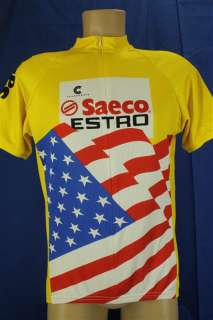 Cannondale Saeco Estro Yellow American Flag Cycling Bike Jersey Large 